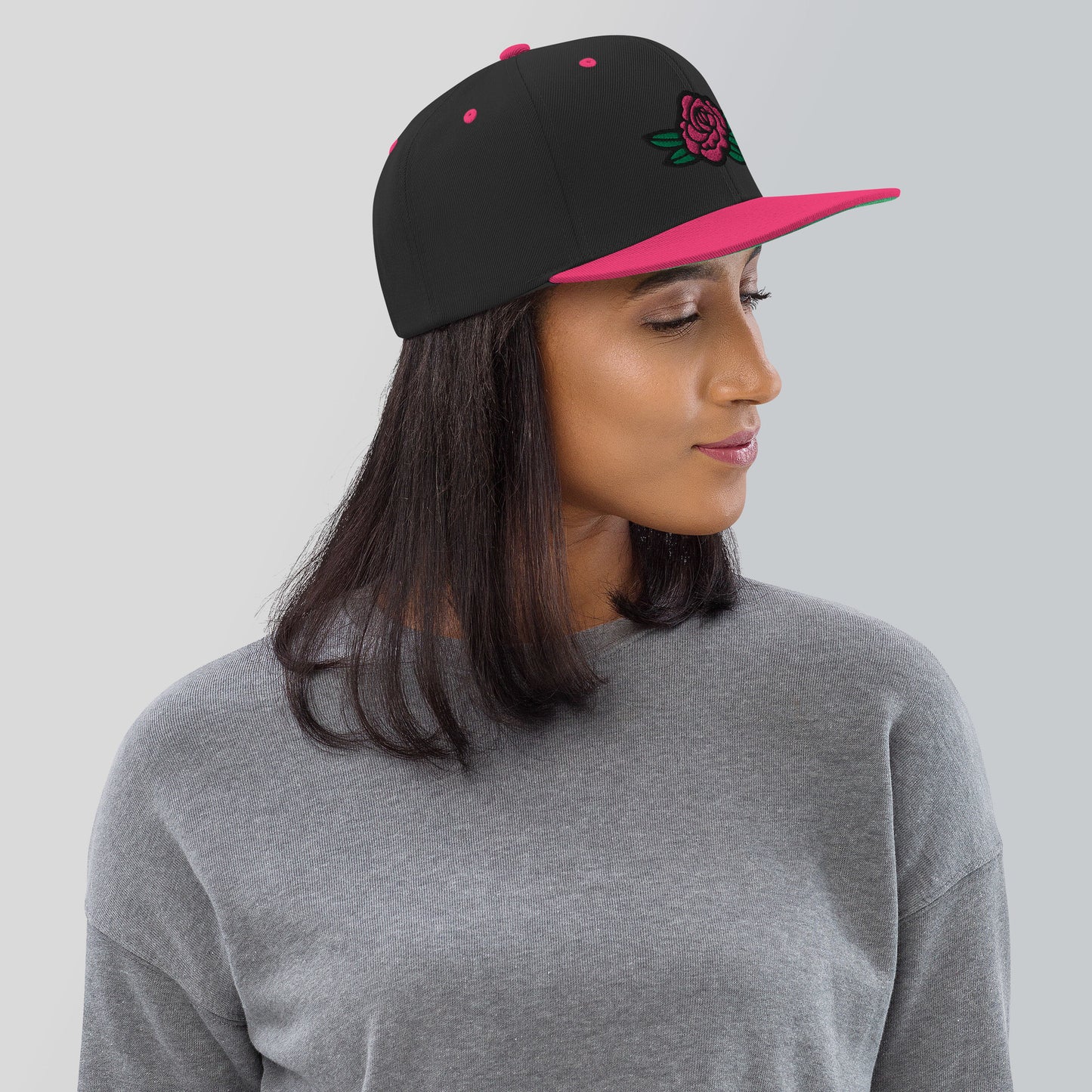 Pink Rosebud Snapback Hat