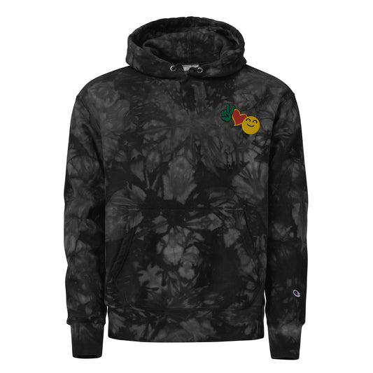 Love, Peace and Happiness Champion tie-dye hoodie